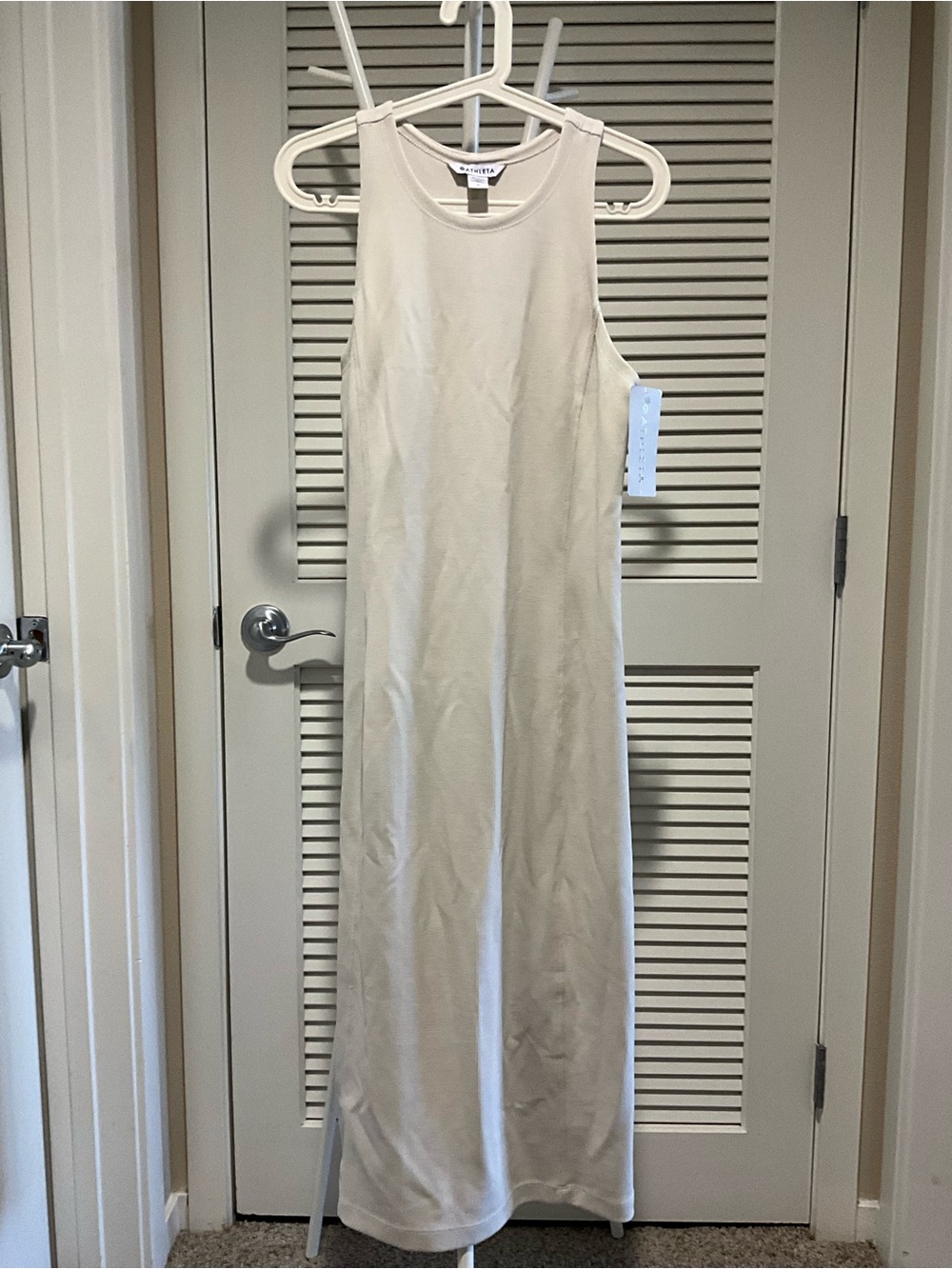 Athletes Seasoft rib Sleeveless Cream midi tank Dress